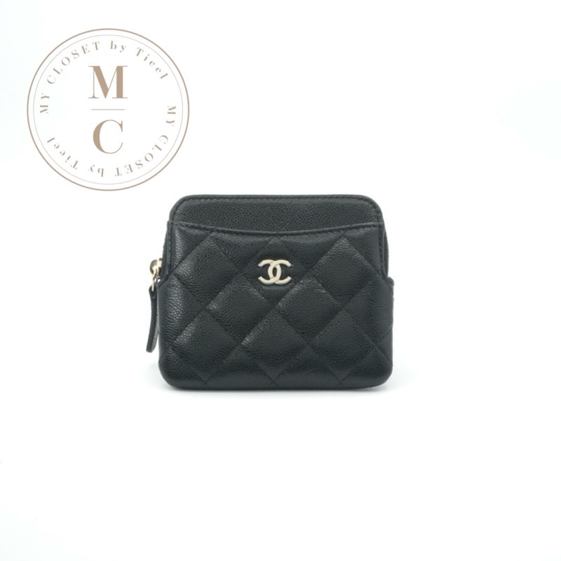 シャネル CHANEL 財布 コインケース 小銭入れ ブラック ゴールド ココマーク クラシック ジップ コインパース カードケース