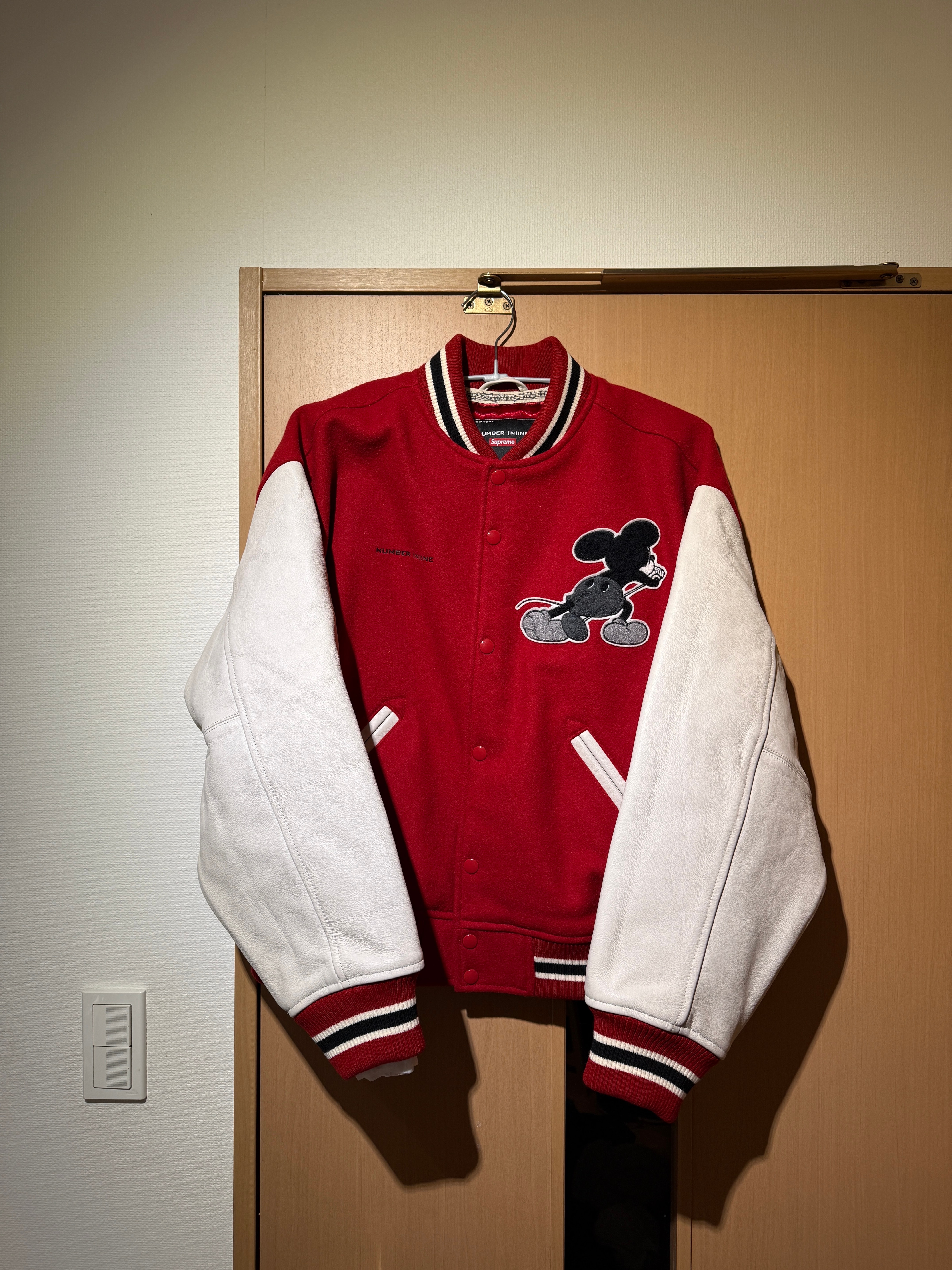 Supreme x Number (N)ine x Mickey Mouse Varsity Jacket "Red"