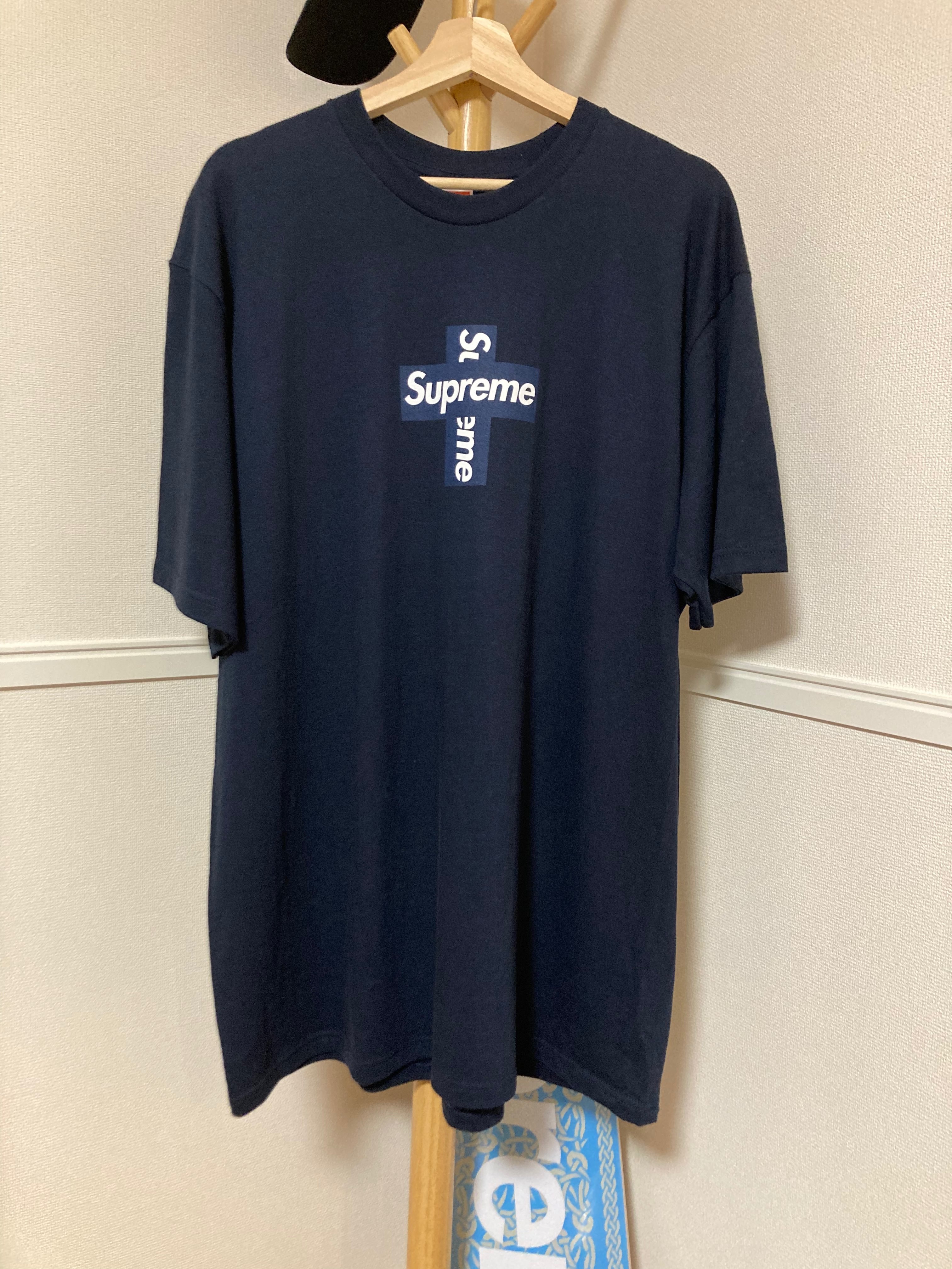 Supreme Cross Box Logo Tee "Navy"