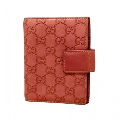 【6dd4459-k】グッチ 手帳カバー グッチシマ 115240 レザー ピンク シャンパンゴールド金具【中古】レディース