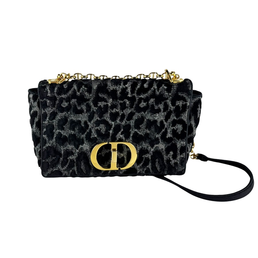 クリスチャンディオール Christian Dior ショルダーバッグ 30モンテーニュ カロ ベルベット ブラック系 レディース【中古】 z10415