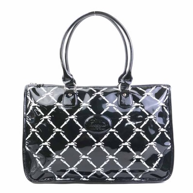 ロンシャン Longchamp ショルダーバッグ エナメル ブラック×ホワイト レディース【中古】 r10821j