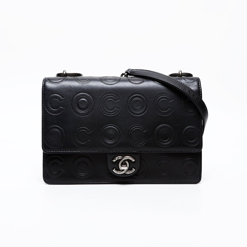 シャネル CHANEL 28番台 2019 ガンメタリック チェーン COCO 型押し ショルダーバッグ【中古】