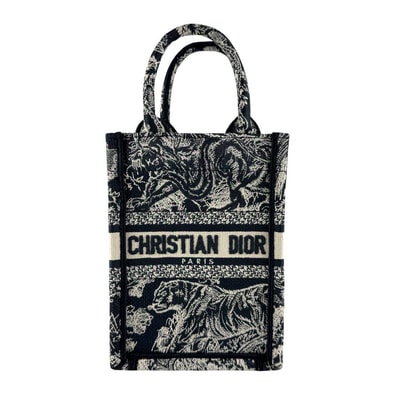 クリスチャンディオール Christian Dior ハンドバッグ ショルダーバッグ ブックトート バーティカルバッグ ミニ キャンバス ブラック系 レディース【中古】 z10234