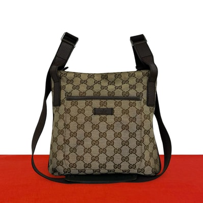 GUCCI グッチ GG 柄 ロゴ キャンバス レザー ショルダーバッグ ブラウン
36211