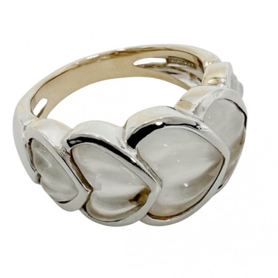 Boucheron ブシュロン 指輪 ロック クリスタル ジュエリー アクセサリー Au750 K18WG K18ホワイトゴールド クオーツ 約11.5号 レディース 約8.1g【中古品】