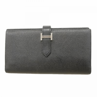 【6ee5643】エルメス 長財布 ベアンスフレ ヴォーエプソン ブラック シルバー金具 D刻印【中古】メンズ レディース ユニセックス