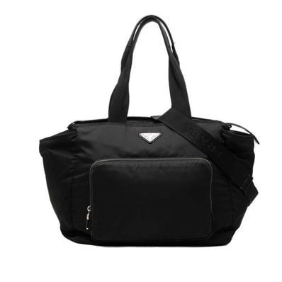 プラダ トライアングルロゴ マザーズバッグ ハンドバッグ ショルダーバッグ 2WAY 1BG102 ブラック ナイロン レディース PRADA 【中古】