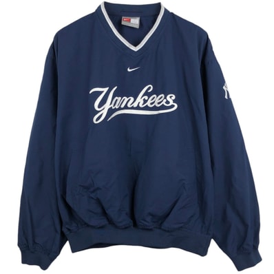 古着 00年代 ナイキ NIKE TEAM MLB NEW YORK YANKEES ニューヨークヤンキース Vネック ウォームアッププルオーバー メンズM相当/eaa678384