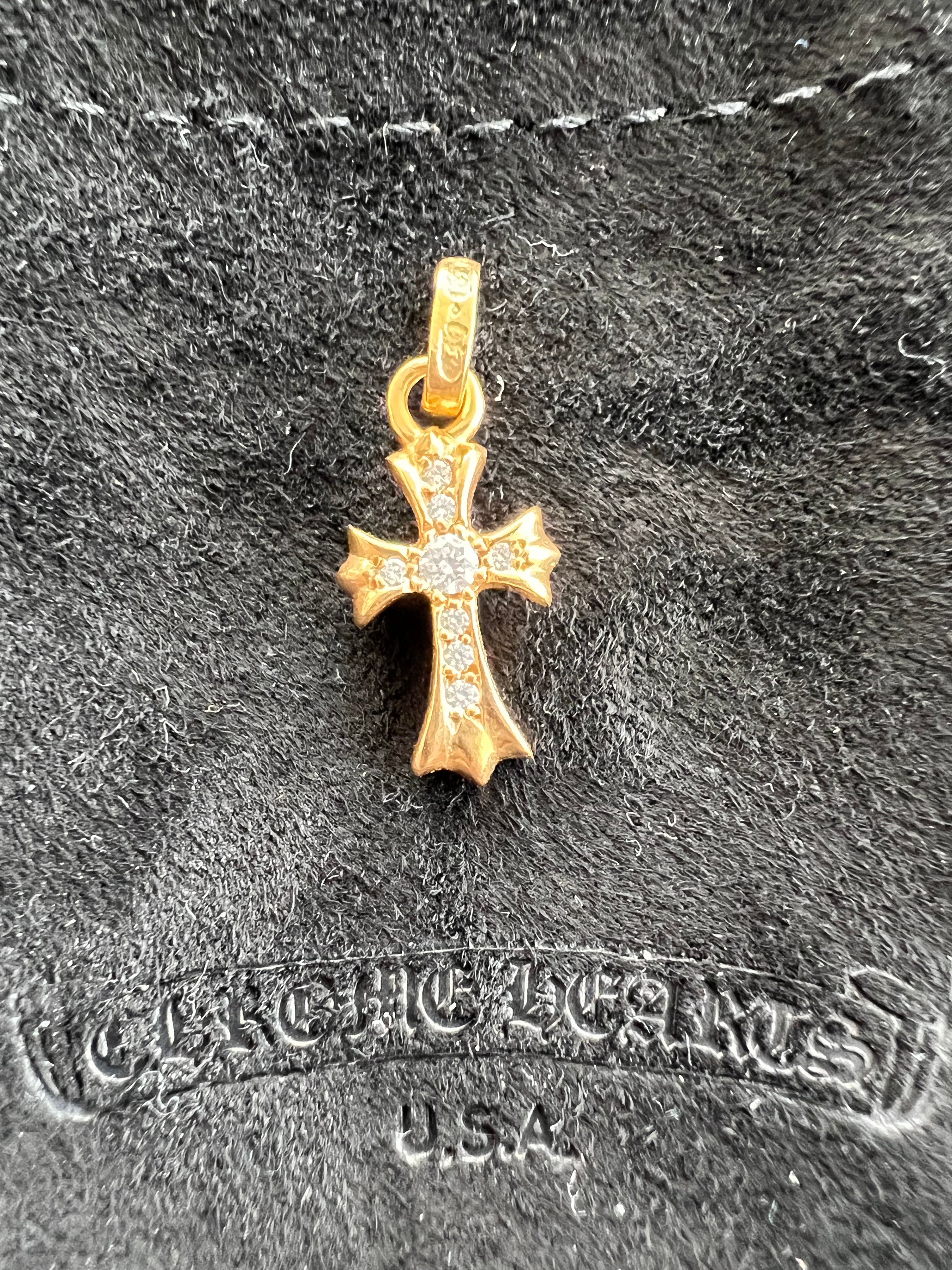 Chrome Hearts 22K CH Cross Baby Fat Charm with Pave Diamond "Yellow Gold"