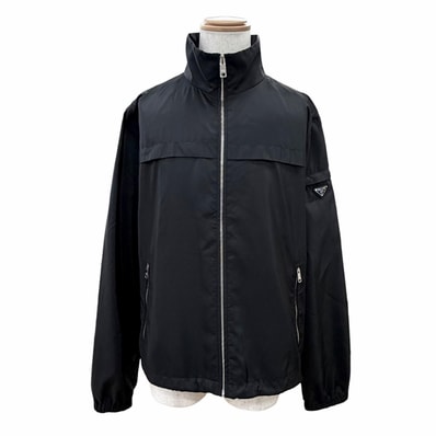 美品 プラダ トライアングルロゴ ブルゾン ジャケット 黒 56 SGN998