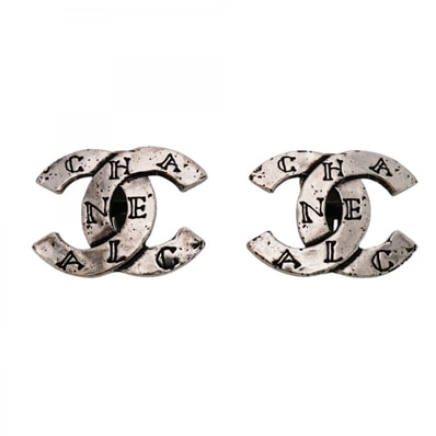 【6jdb0576-k】シャネル イヤリング ヴィンテージ ココマーク メタル シルバー【中古】レディース