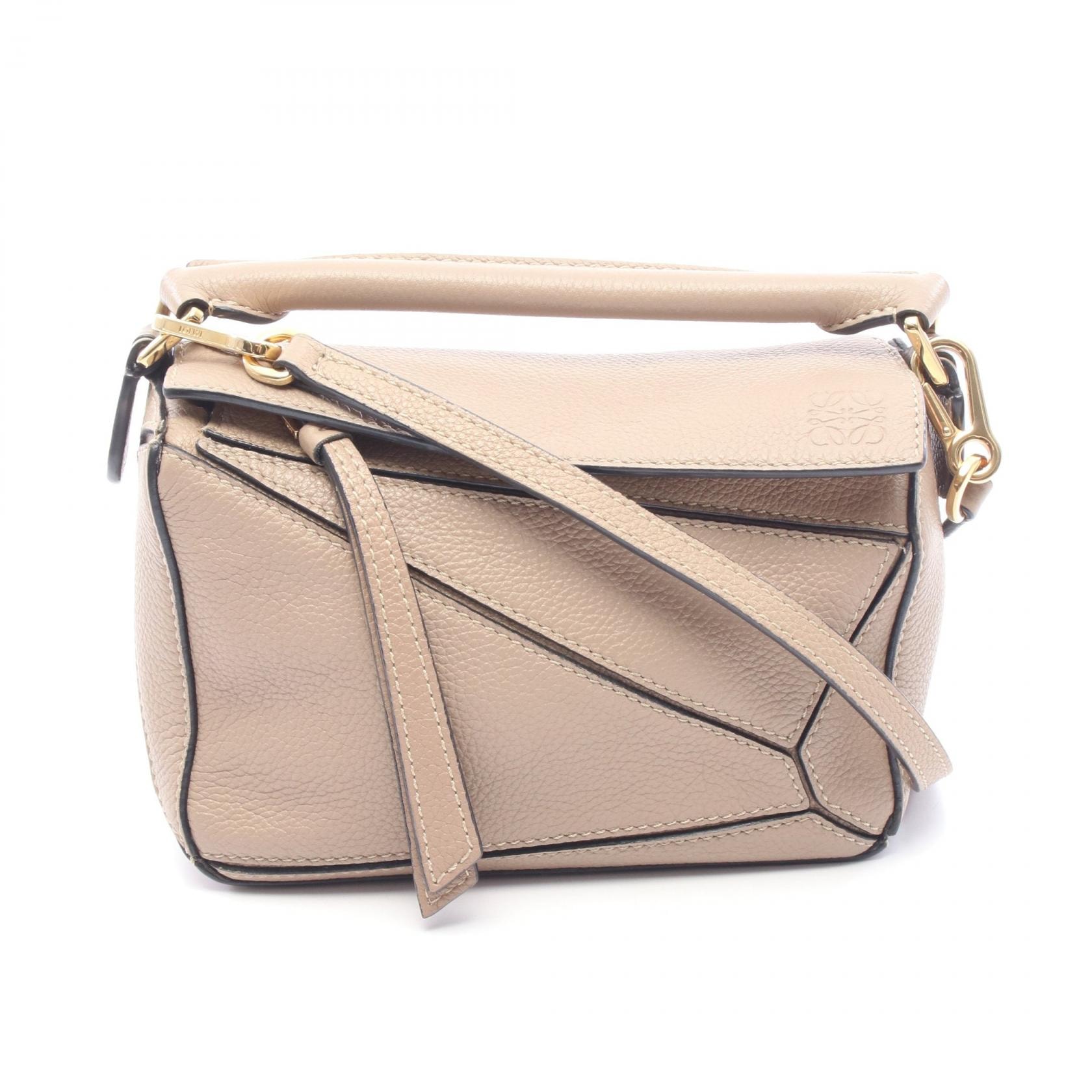ロエベ LOEWE パズルバッグ ミニ 2WAY ハンドバッグ バッグ レザー レディース ベージュ系 【中古】