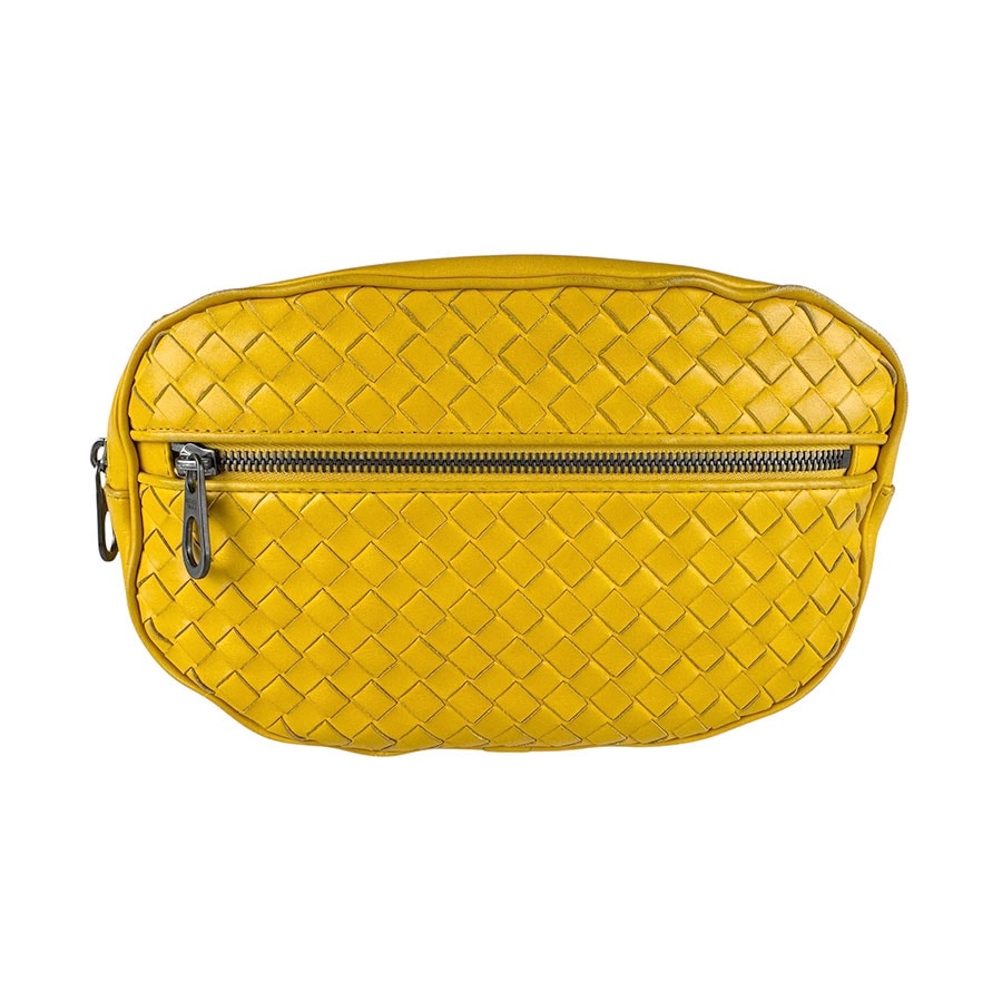ボッテガヴェネタ BOTTEGAVENETA ウエストバッグ イントレチャート レザー イエロー ユニセックス【中古】 z8842