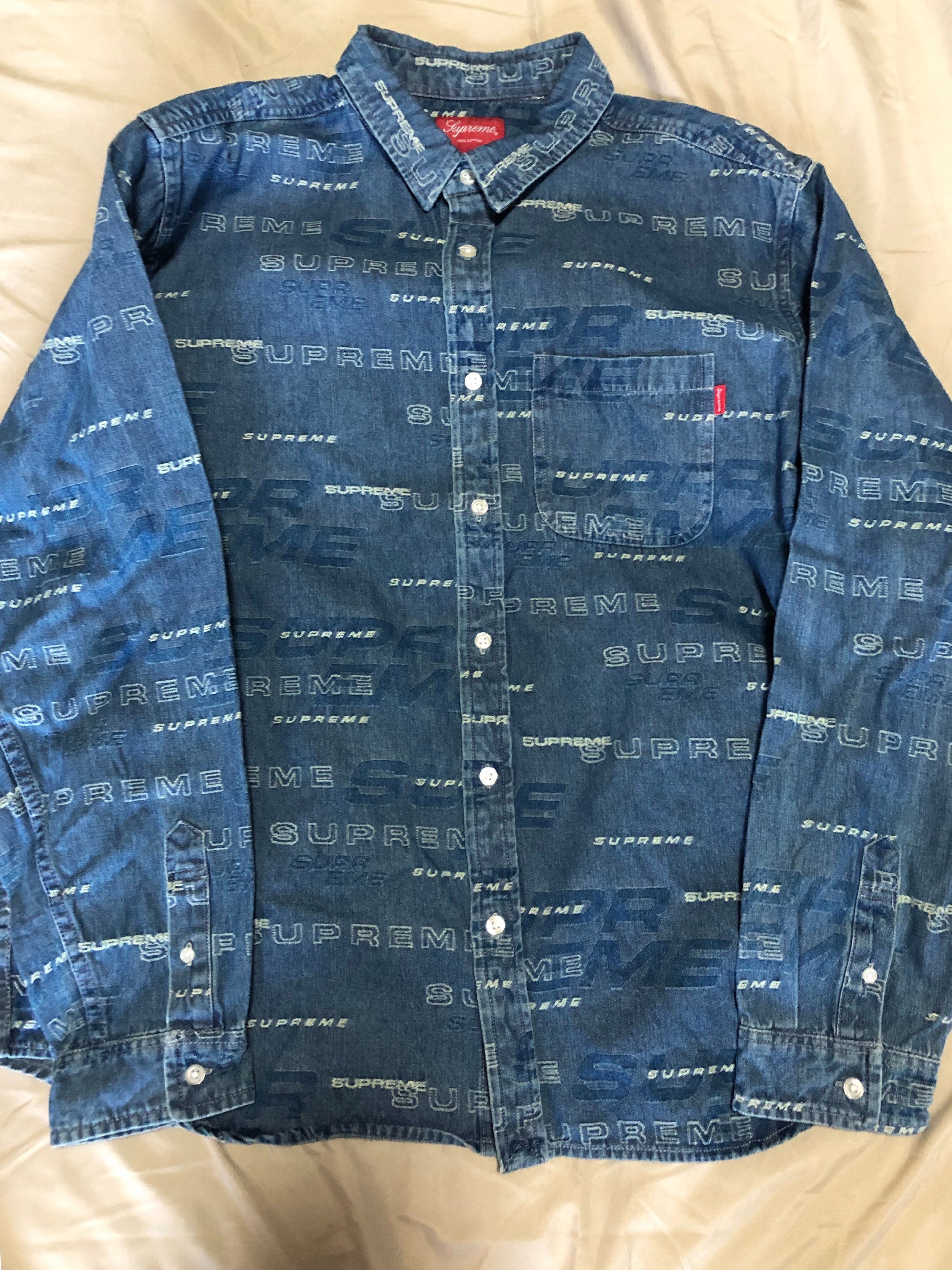 Supreme Dimensions Logo Denim Shirt "Blue"