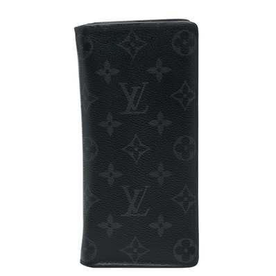 ルイ ヴィトン モノグラム エクリプス ポルトフォイユ ブラザ 長財布 M61697 ブラック グレー PVC レザー メンズ LOUIS VUITTON 【中古】