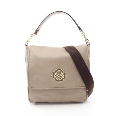 ロエベ LOEWE マイア アナグラム 2WAY ショルダーバッグ バッグ レザー レディース ベージュ系 【中古】