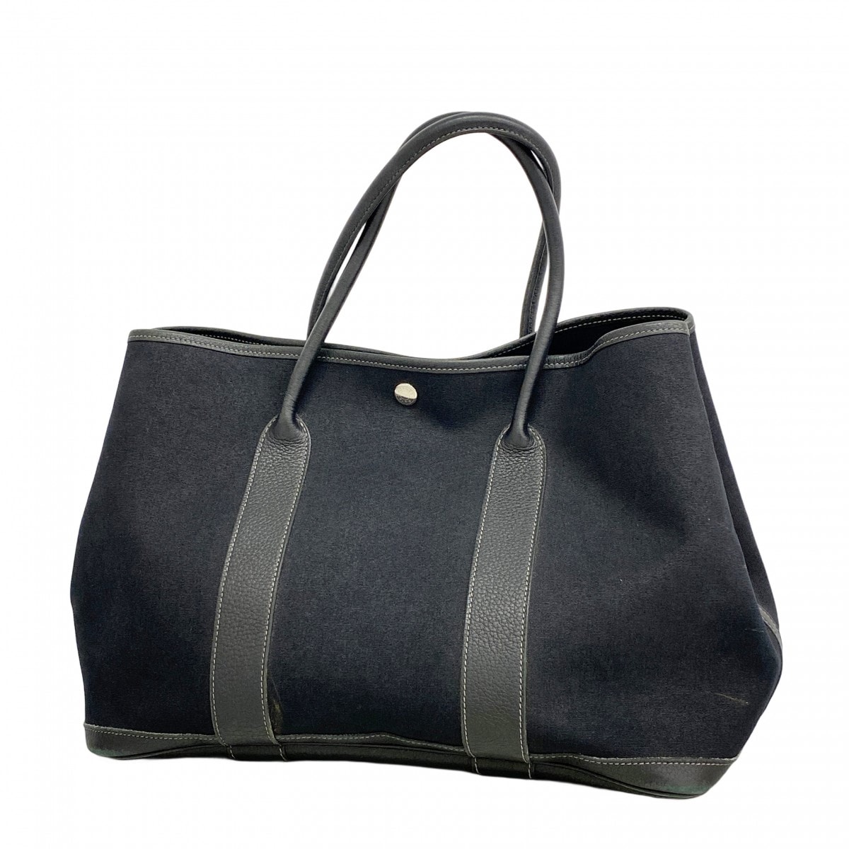 【6dd5388】エルメス トートバッグ ガーデンパーティPM トワルオフィシエ ブラック シルバー金具 □K刻印【中古】レディース