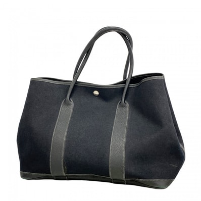 【6dd5388】エルメス トートバッグ ガーデンパーティPM トワルオフィシエ ブラック シルバー金具 □K刻印【中古】レディース