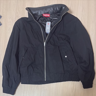 Supreme Leather Collar Utility Jacket "Black"