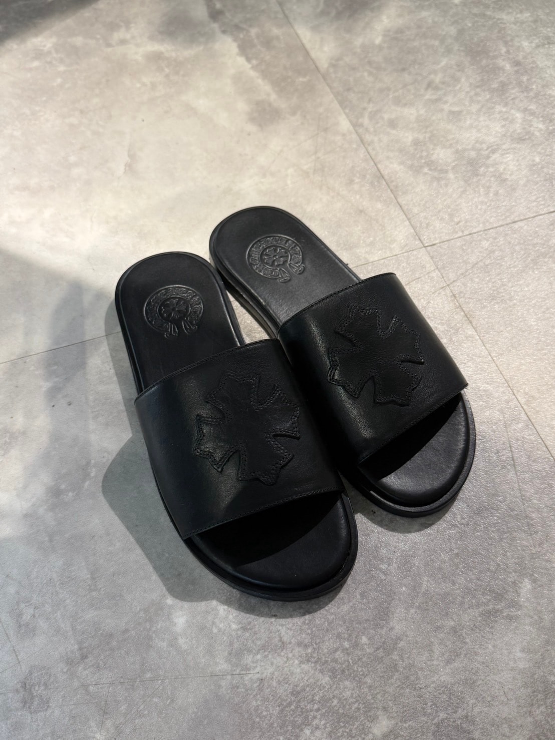 chrome hearts クロスパッチ サンダル ブラック 38サイズ