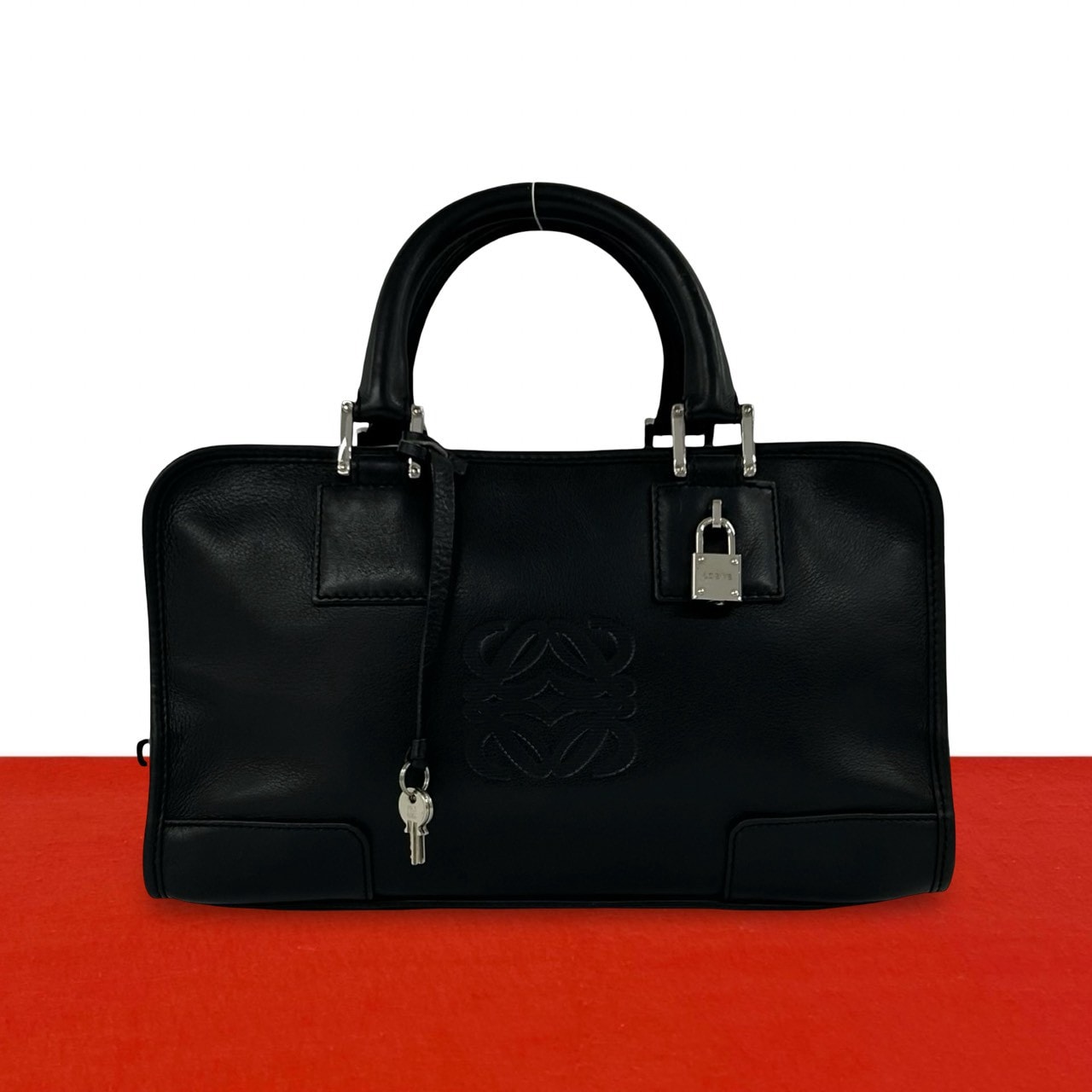 LOEWE ロエベ アマソナ 28 アナグラム ロゴ レザー ハンドバッグ ブラック
 30727