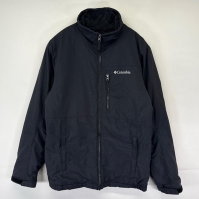 古着 コロンビア Columbia ジャケット ウォームアップジャケット 裏地フリース ワンポイントロゴ S ブラック系 メンズ