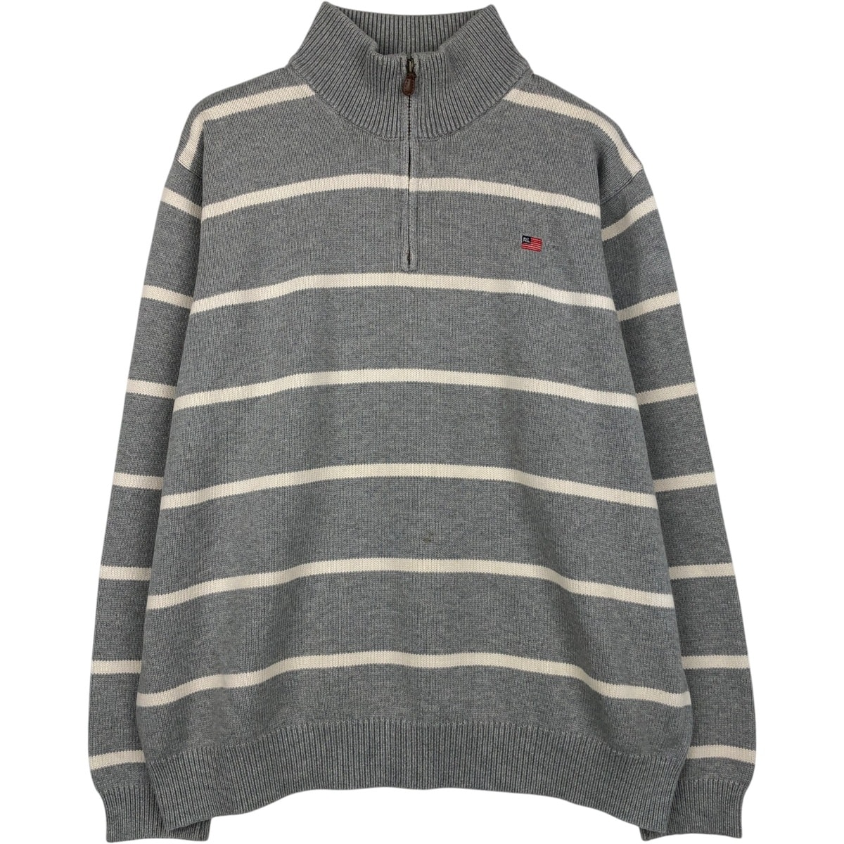 古着 ラルフローレン Ralph Lauren POLO JEANS COMPANY ボーダー柄 コットンニットハーフジップセーター メンズXL相当/eaa660024