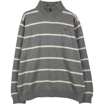 古着 ラルフローレン Ralph Lauren POLO JEANS COMPANY ボーダー柄 コットンニットハーフジップセーター メンズXL相当/eaa660024