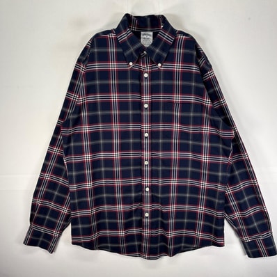 古着 ブルックスブラザーズ Brooks Brothers 長袖シャツ ボタンダウン 胸ポケット M ネイビー系 チェック メンズ