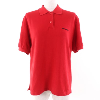 極美品 ミュウ ミュウ
半袖ポロシャツ コットンピケ ポロシャツ レッド レディース XS MJN535