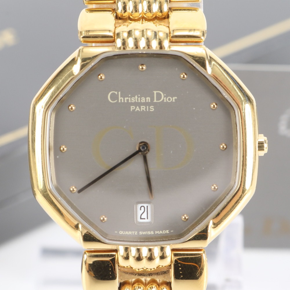 ■美品 クリスチャンディオール オクタゴンウォッチ クォーツ式 デイト