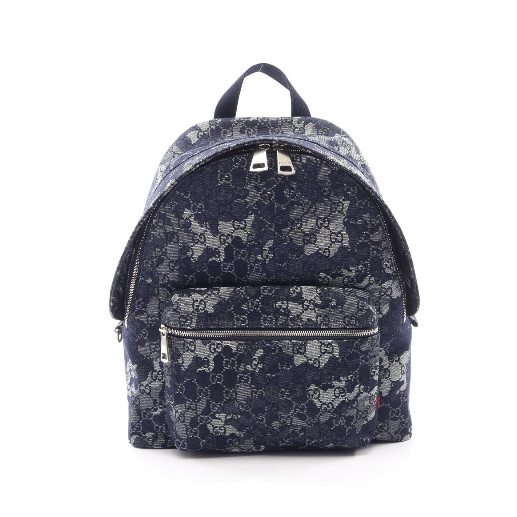 グッチ GUCCI GGデニム リュックサック バックパック バッグ デニム メンズ レディース ネイビー系 849008 【中古】