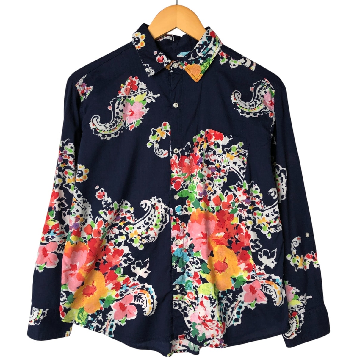 古着 ラルフローレン Ralph Lauren LAUREN ローレン ペイズリー柄 花柄 長袖 ビスコース×コットンシャツ レディースS相当/eaa544885