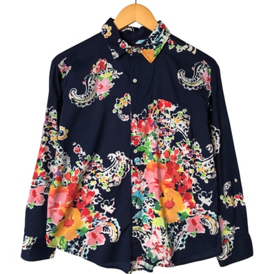 古着 ラルフローレン Ralph Lauren LAUREN ローレン ペイズリー柄 花柄 長袖 ビスコース×コットンシャツ レディースS相当/eaa544885