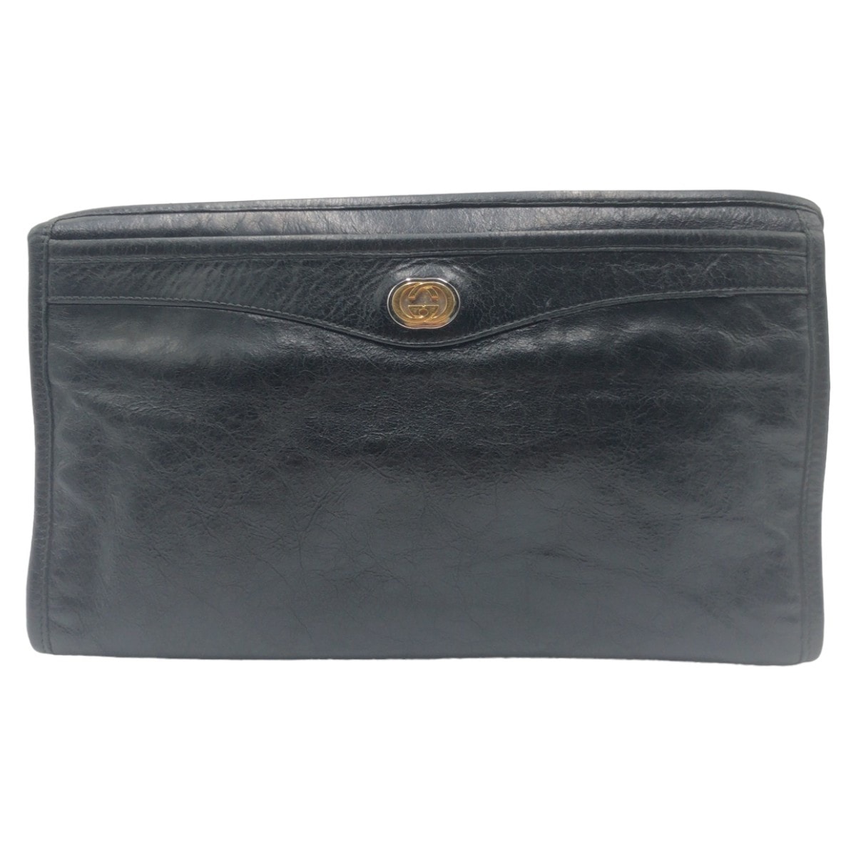 美品 GUCCI グッチ インターロッキング ブラック レザー クラッチバッグ セカンドバッグ 603924 【中古】