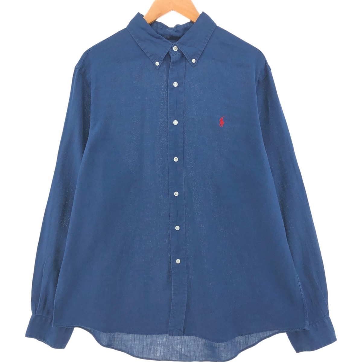 古着 ラルフローレン Ralph Lauren CUSTOM FIT 長袖 リネン ボタンダウンシャツ メンズXL相当/eaa551816