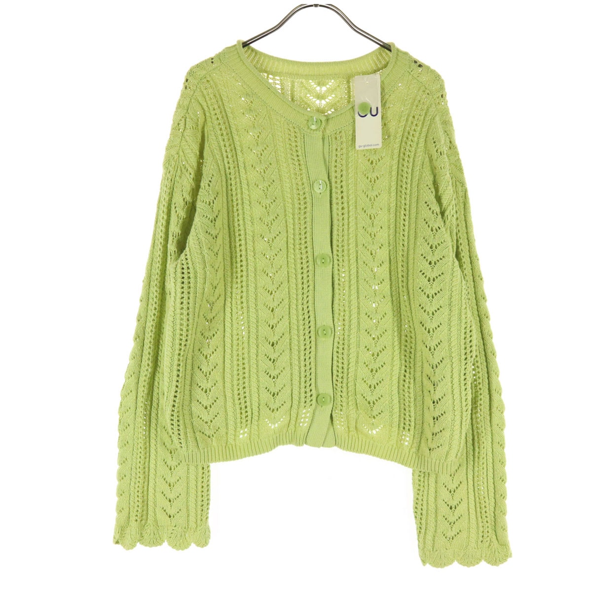 美品 GU ジーユー 長袖 ニットカーディガン L グリーン