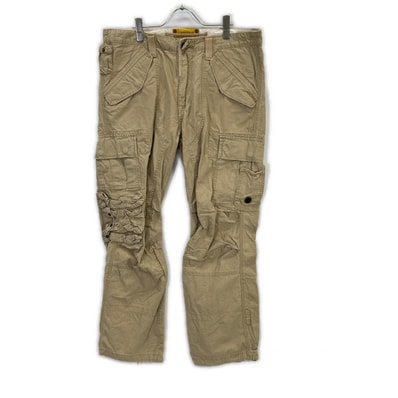 ポロ ラルフローレン 90年代 ベージュ マルチポケット ヘリンボーン パラシュート カーゴパンツ 36/30