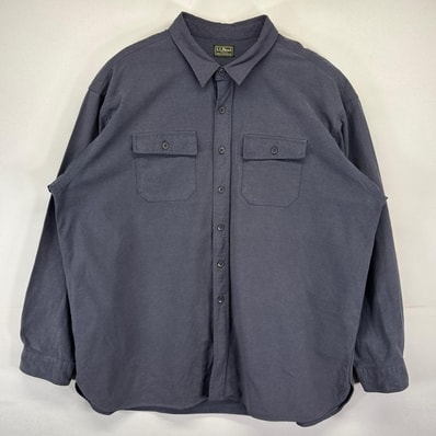 古着 エルエルビーン L.L.Bean 長袖シャツ アウトドア シャモアシャツ 無地 胸ポケット 大きいサイズ グレー系 メンズ