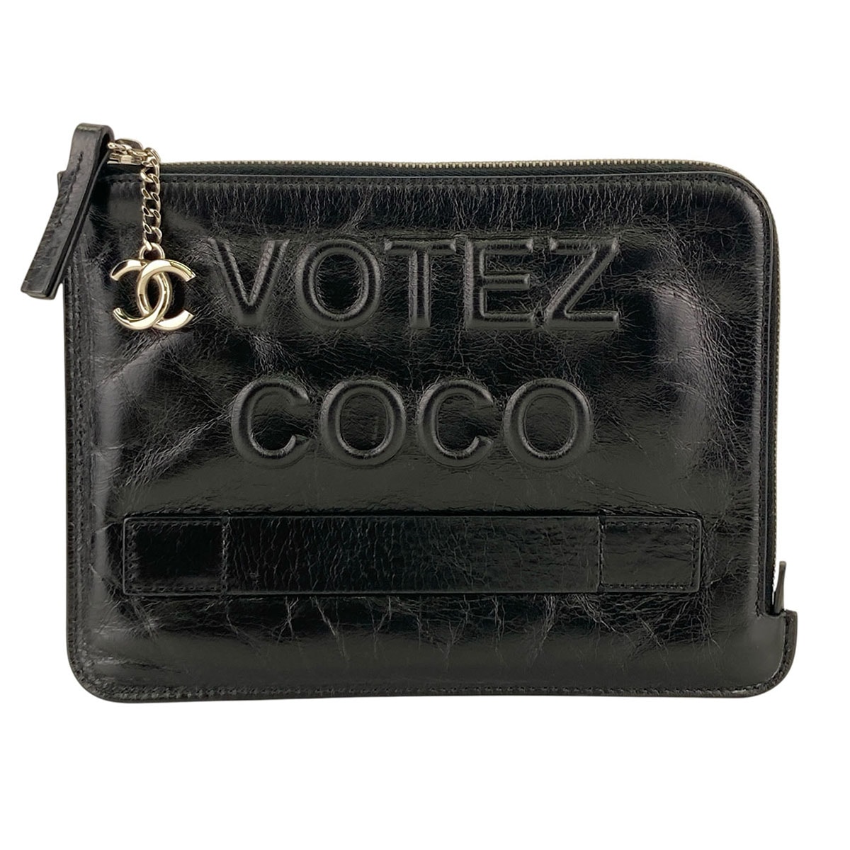 CHANEL シャネル VOTEZ COCO クラッチバッグ ハンドクラッチポーチ ハンドバッグ レザー ブラック  レディース【中古】
