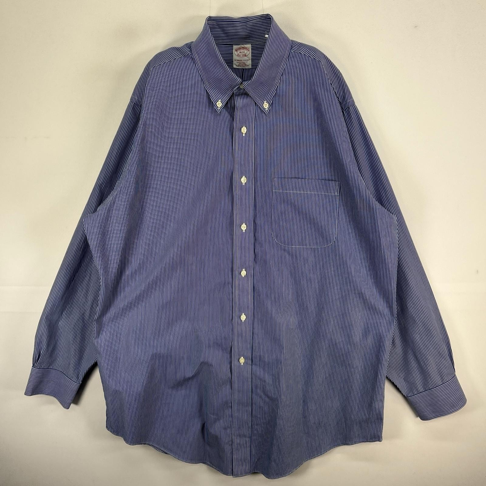 古着 ブルックスブラザーズ Brooks Brothers 長袖シャツ TRADITIONAL FIT ボタンダウン 胸ポケ L ブルー系 ストライプ メンズ
