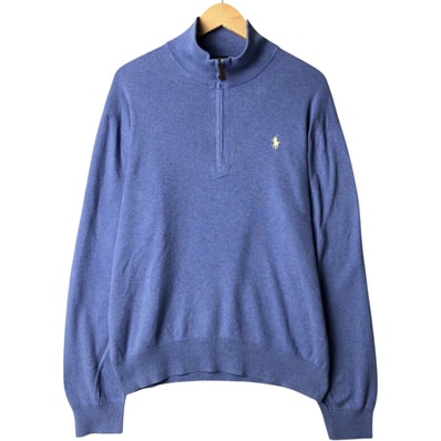 古着 ラルフローレン Ralph Lauren POLO RALPH LAUREN PIMA COTTON コットンニットハーフジップセーター メンズL相当/eaa572610