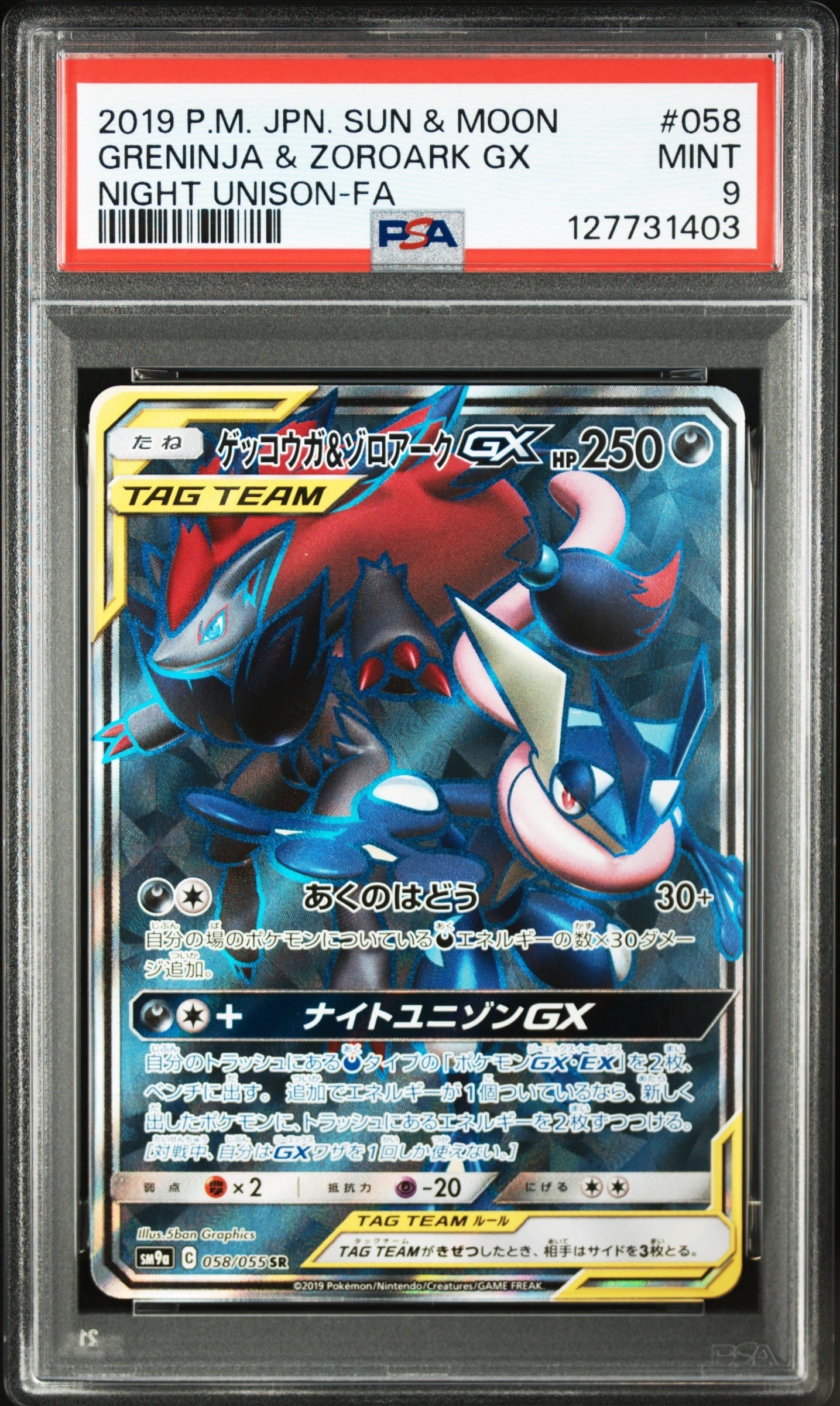 ゲッコウガ&ゾロアークGX SR[SM9a 058/055](強化拡張パック「ナイトユニゾン」)
