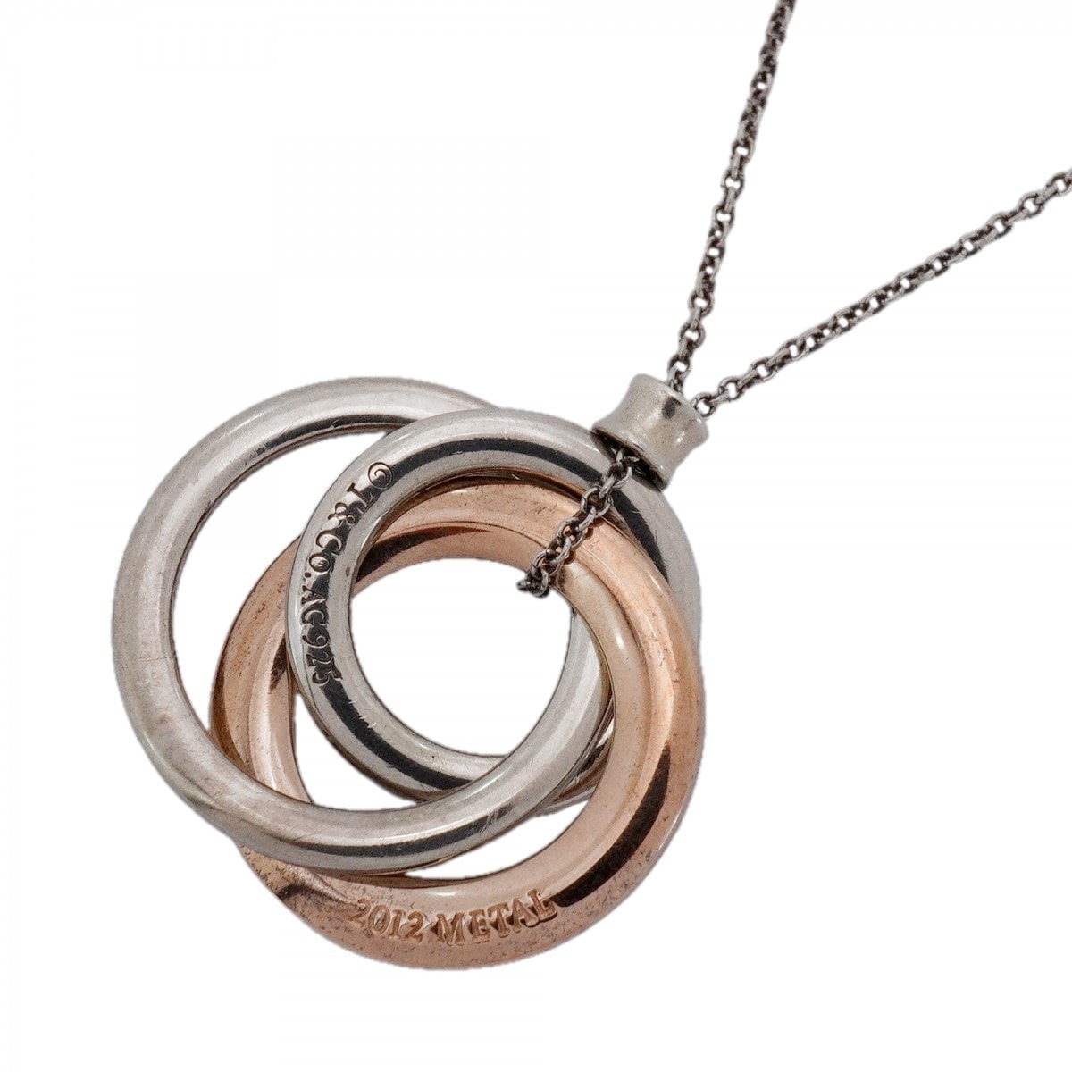 【6jcb0730】ティファニー ネックレス 1837/インターロッキング シルバー925 ルベドメタル【中古】レディース