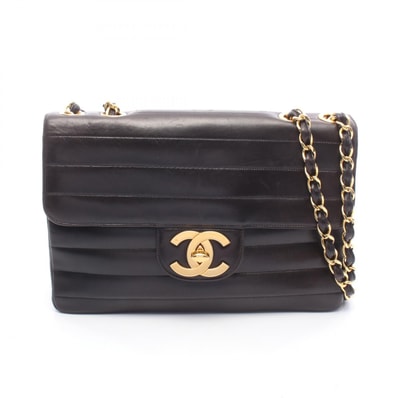 シャネル CHANEL マドモアゼル デカココマーク シングルフラップ ショルダーバッグ バッグ ラムスキン(羊革) レディース ブラック系 【中古】