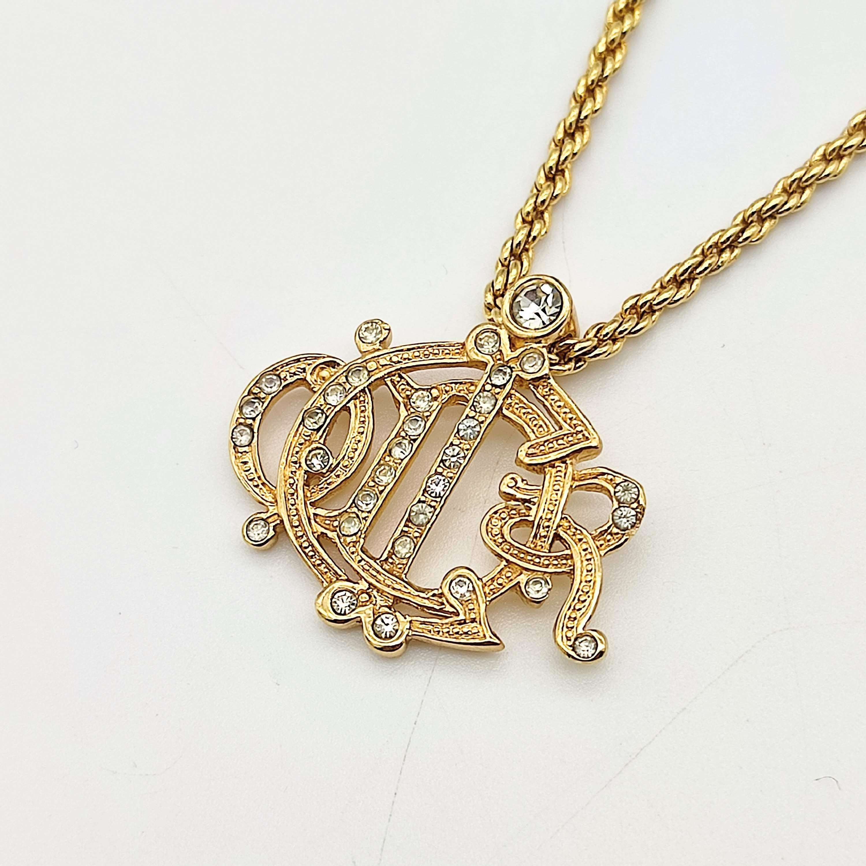 【美品】クリスチャンディオール DIOR ネックレス ストーン付き