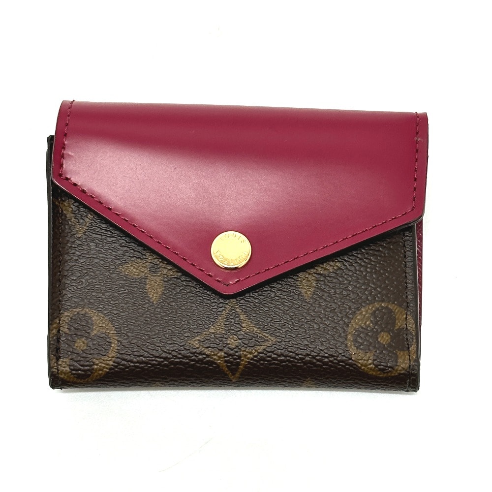 ルイヴィトン LOUIS VUITTON ポルトフォイユ ゾエ M62932 3つ折り財布 モノグラムキャンバス ブラウン×フューシャ ブラウン