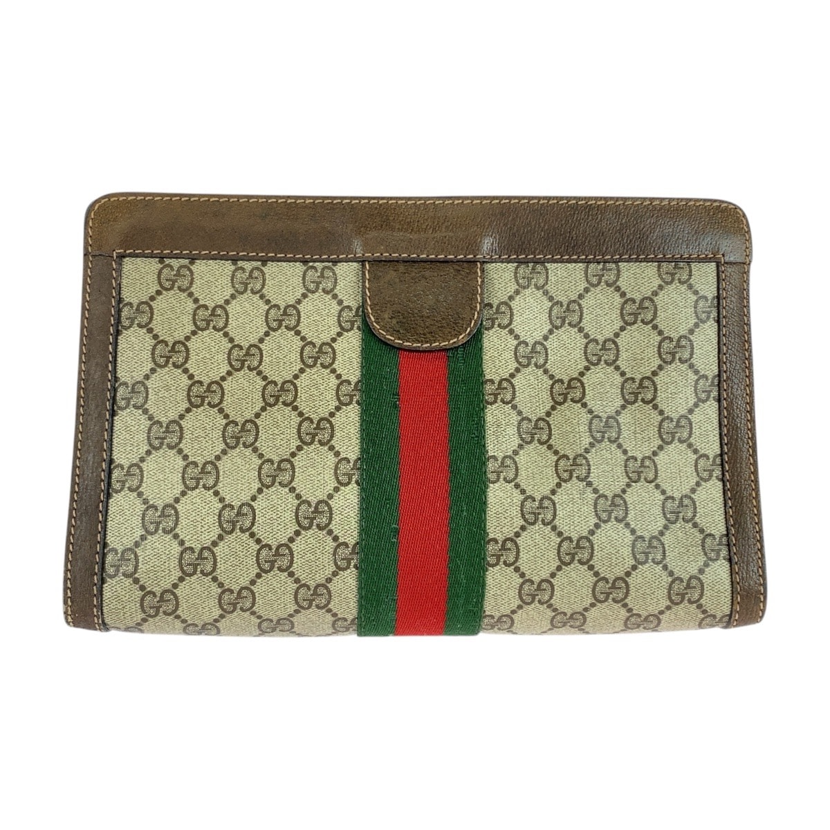 GUCCI グッチ ヴィンテージ シェリーライン オールドグッチ ブラウン ベージュ GGスプリームキャンバス レザー/ クラッチバッグ セカンドバッグ 506130 【中古】