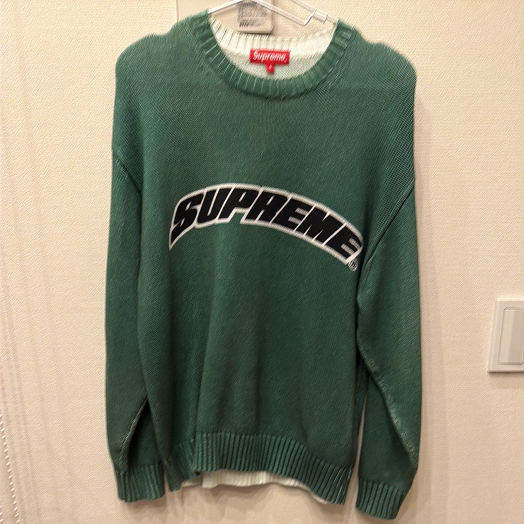Supreme Printed Washed Sweater "Olive"